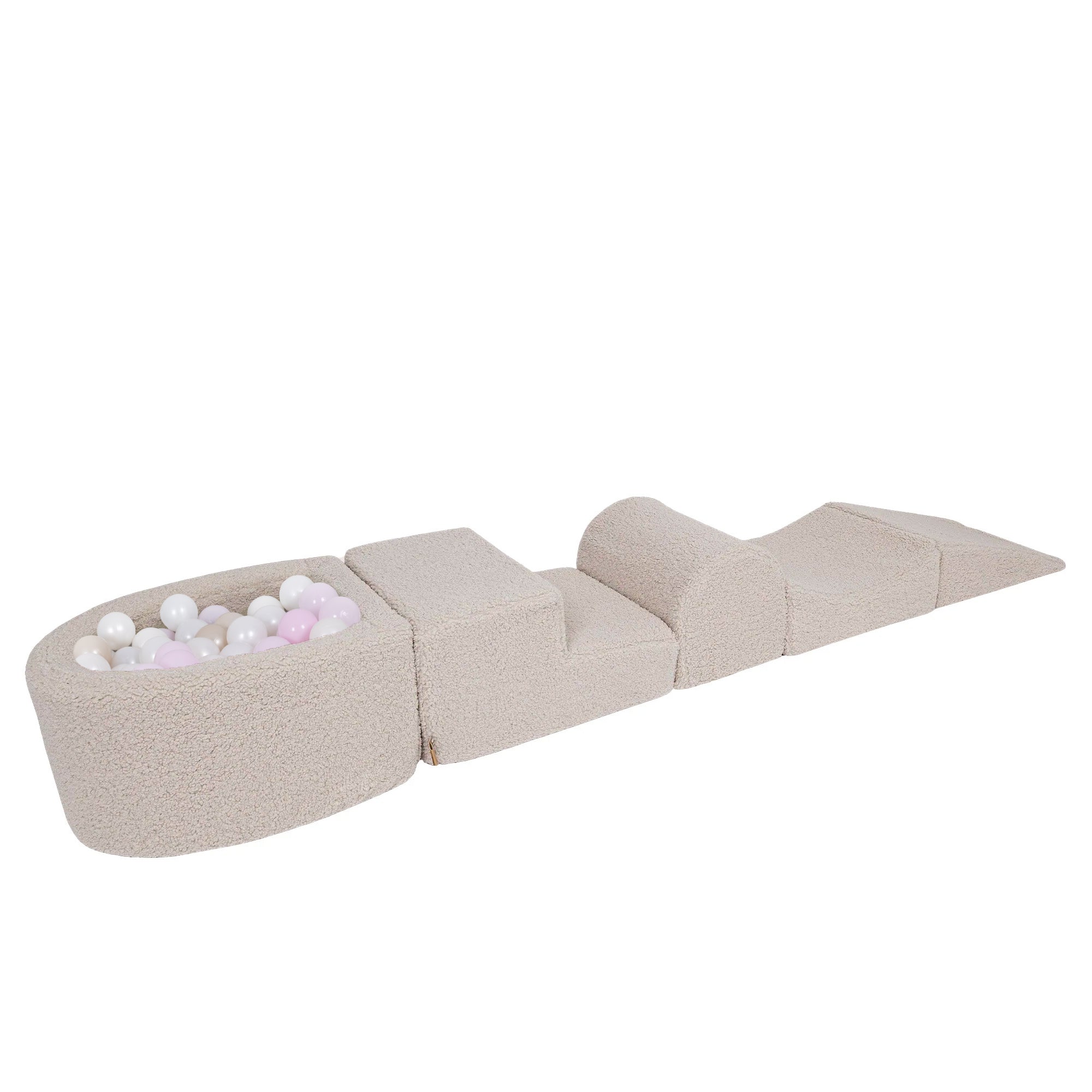 Meowbaby Bearly Foam Playground Light Gray 5 Elements 100 balls: White Pearl, Light Pink Pearl, Light Gold Pearl