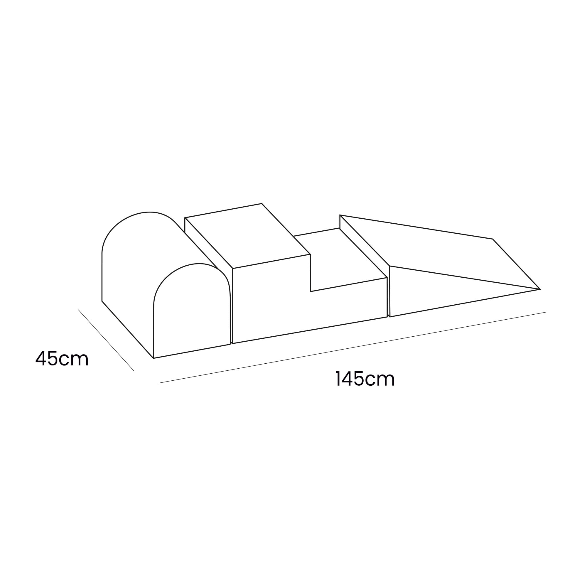 Velvet Corduroy Foam Playground 3 Elements without ball pit Dimensions Meowbaby