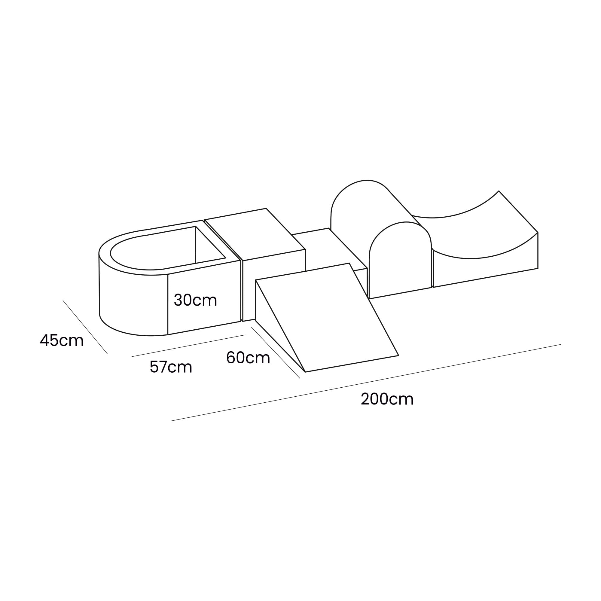 Velvet Foam Playground 5 Elements Beige Dimensions Meowbaby